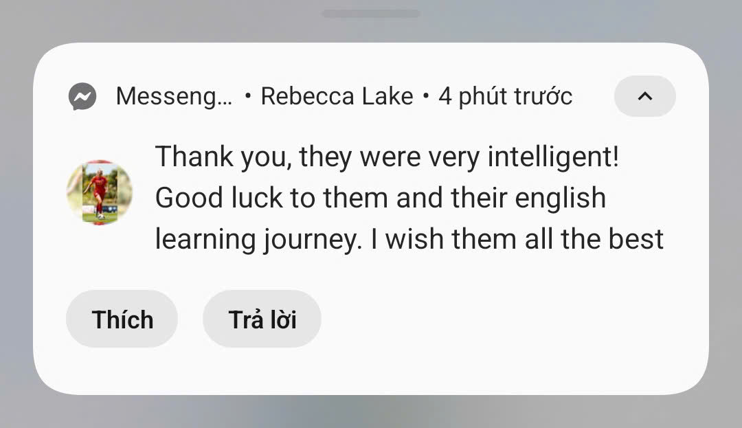 Tin nhắn Rebecca Lake gửi lời động viên tới học sinh The Good King sau buổi giao lưu