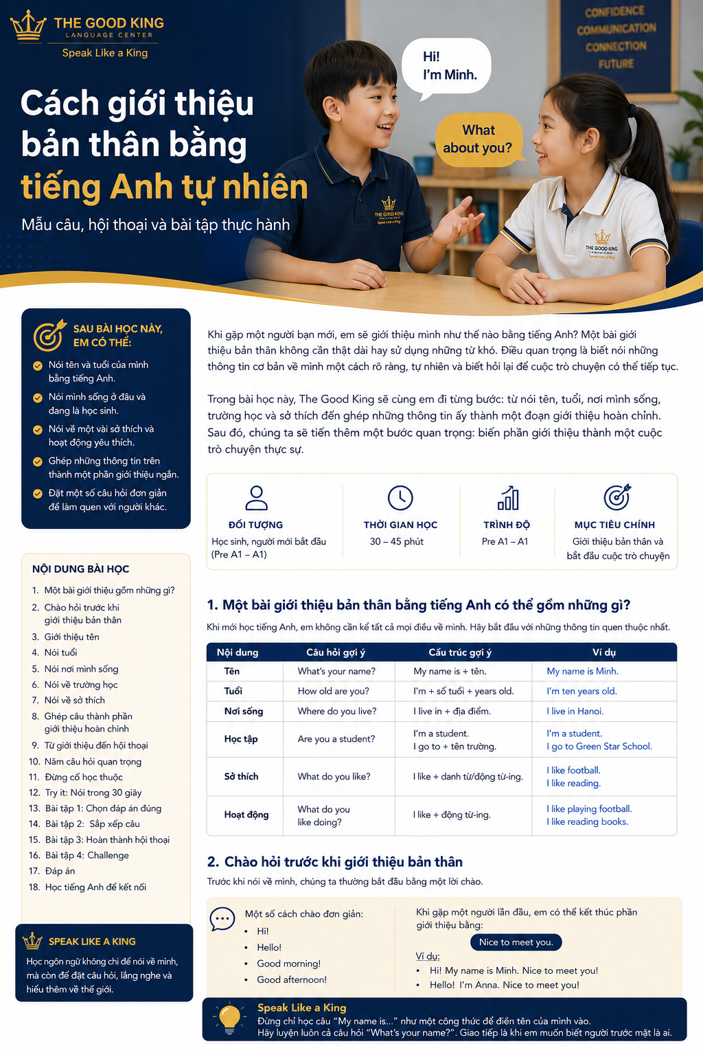 Cách giới thiệu bản thân bằng tiếng Anh với mẫu câu, hội thoại và bài tập thực hành