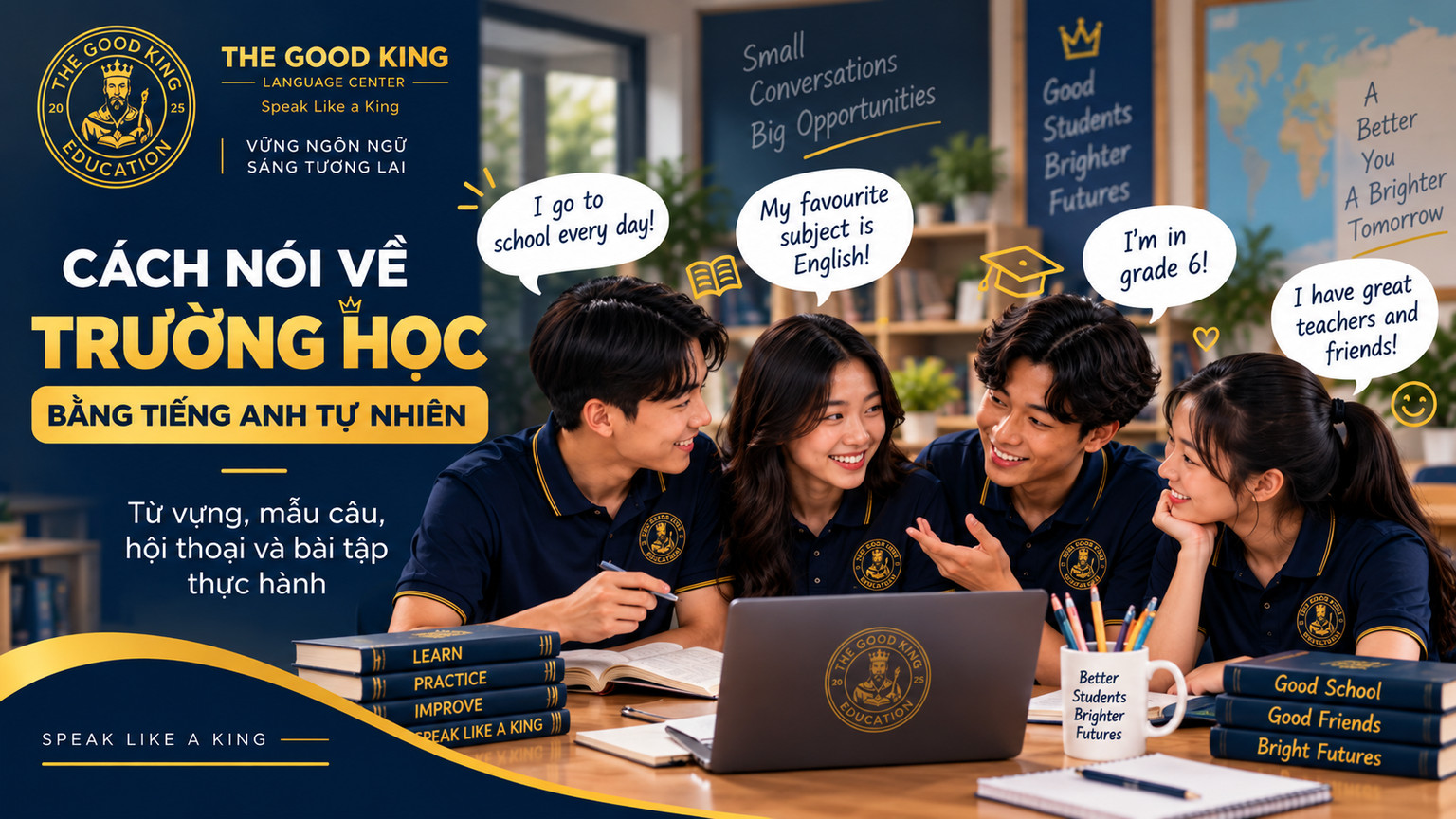 Cách nói về trường học bằng tiếng Anh tự nhiên: Từ vựng, mẫu câu và hội thoại