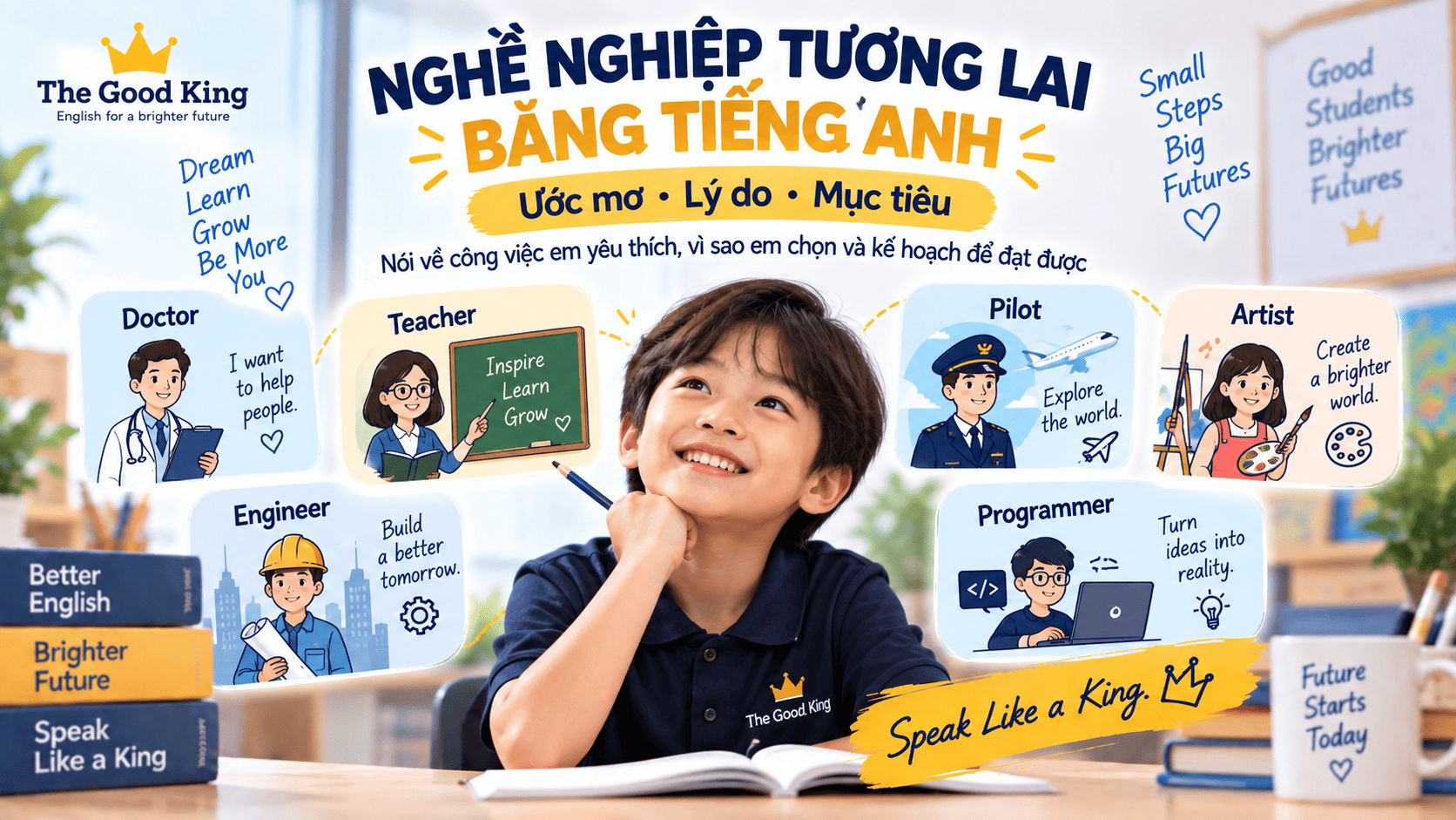 Cách nói về nghề nghiệp tương lai bằng tiếng Anh: Ước mơ, mục tiêu và lý do