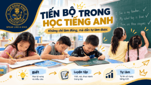Học sinh The Good King luyện tập và từng bước tự sử dụng tiếng Anh trong lớp học