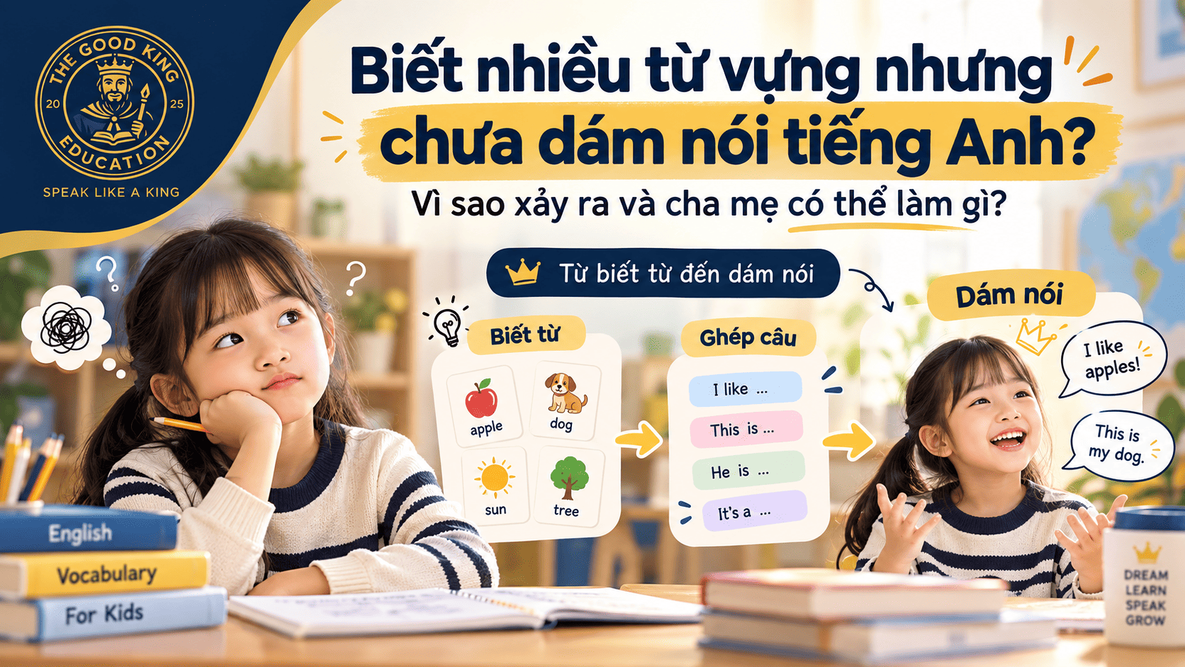 Trẻ biết nhiều từ vựng nhưng không dám nói tiếng Anh: Vì sao và cha mẹ có thể làm gì?