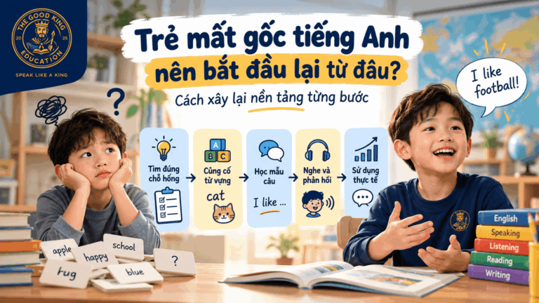 Trẻ mất gốc tiếng Anh từng bước củng cố từ vựng, mẫu câu và khả năng sử dụng tiếng Anh